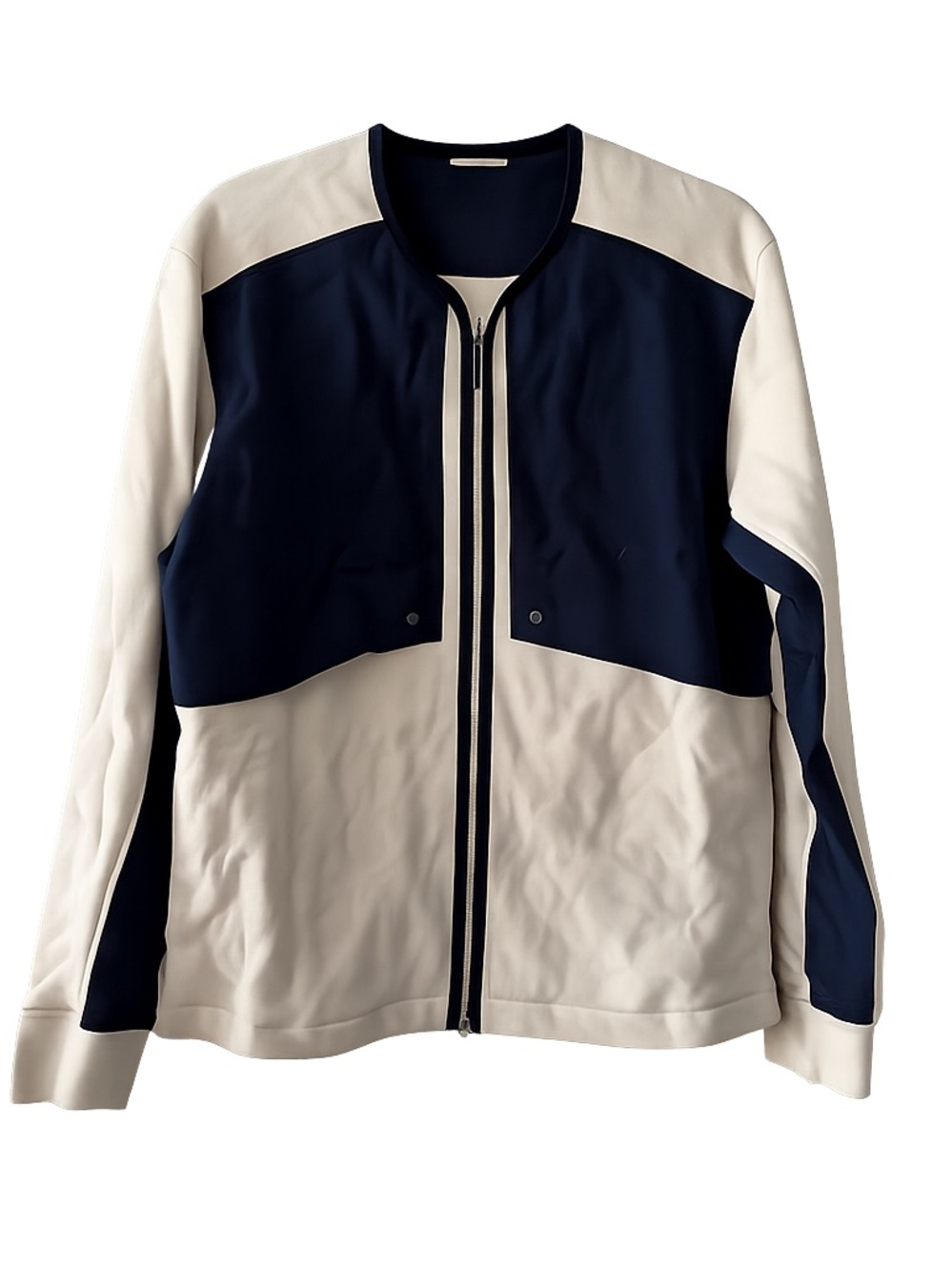 Vallier NWT Unisex XS Navy Cream Colorblock Zip Jacket Cotton Canadian brand